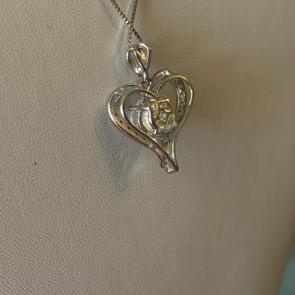 949 Silver Zirconium Heart Pendant Necklace Exquisite - Picture 3 of 4